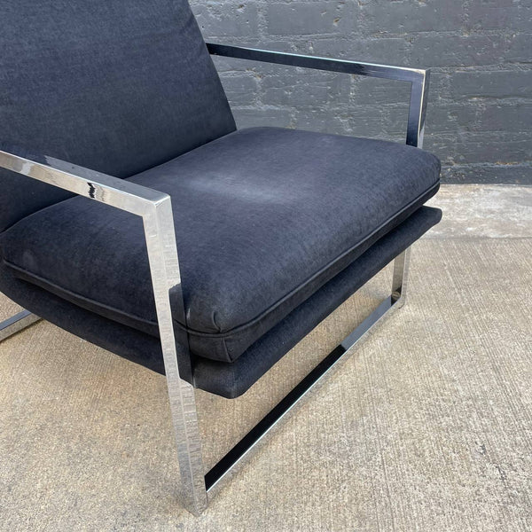 Pair of Mid-Century Modern Polished Chrome Scoop Lounge Chair, c.1970’s