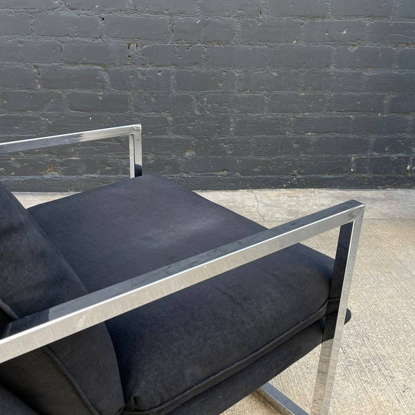 Pair of Mid-Century Modern Polished Chrome Scoop Lounge Chair, c.1970’s