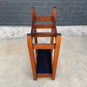 American Antique Mission Sculpted Oak Umbrella Stand by Stickley, c.1940’s
