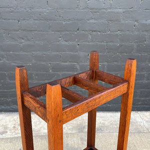 American Antique Mission Sculpted Oak Umbrella Stand by Stickley, c.1940’s