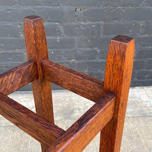 American Antique Mission Sculpted Oak Umbrella Stand by Stickley, c.1940’s