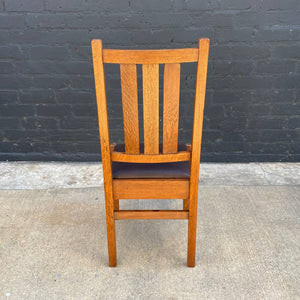 American Antique Mission Sculpted Oak Desk Chair by Stickley, c.1940’s