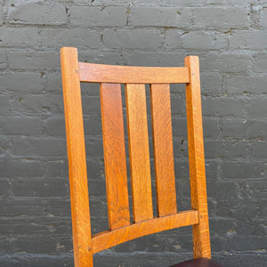 American Antique Mission Sculpted Oak Desk Chair by Stickley, c.1940’s