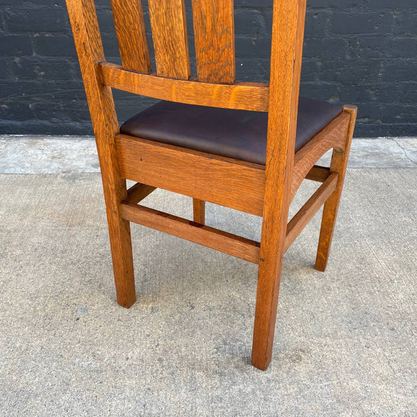 American Antique Mission Sculpted Oak Desk Chair by Stickley, c.1940’s