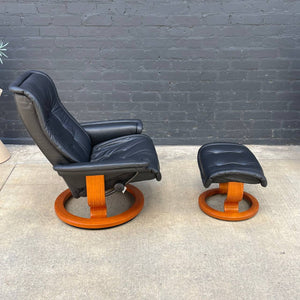 Ekornes Stressless Black  Leather Reclining Chair with Ottoman