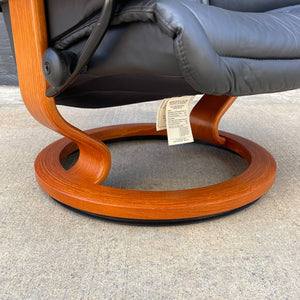 Ekornes Stressless Black  Leather Reclining Chair with Ottoman