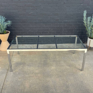 Mid-Century Modern Polished Chrome & Glass Expanding Dining Table, c.1970’s