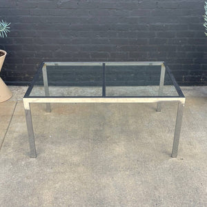 Mid-Century Modern Polished Chrome & Glass Expanding Dining Table, c.1970’s