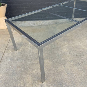 Mid-Century Modern Polished Chrome & Glass Expanding Dining Table, c.1970’s