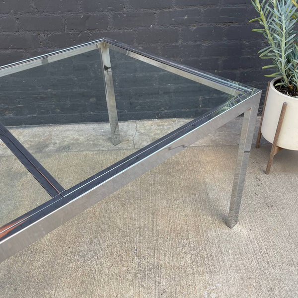 Mid-Century Modern Polished Chrome & Glass Expanding Dining Table, c.1970’s