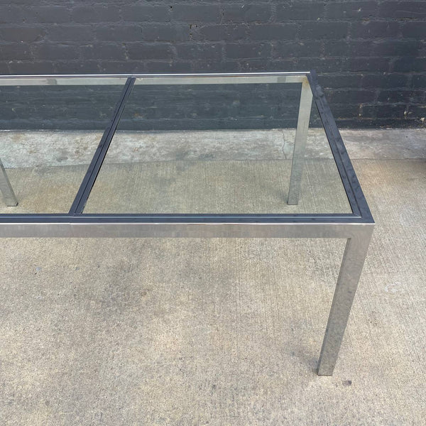 Mid-Century Modern Polished Chrome & Glass Expanding Dining Table, c.1970’s