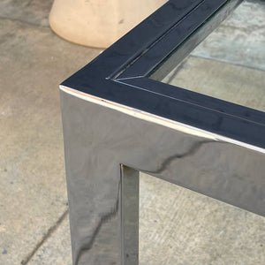 Mid-Century Modern Polished Chrome & Glass Expanding Dining Table, c.1970’s