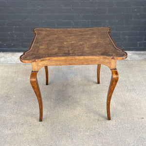 French Provincial Antique Dining Table / Desk with Gilt-Tooled Leather Top, c.1960’s