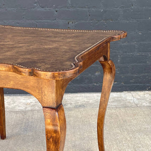 French Provincial Antique Dining Table / Desk with Gilt-Tooled Leather Top, c.1960’s