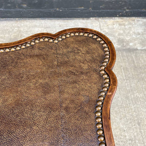 French Provincial Antique Dining Table / Desk with Gilt-Tooled Leather Top, c.1960’s