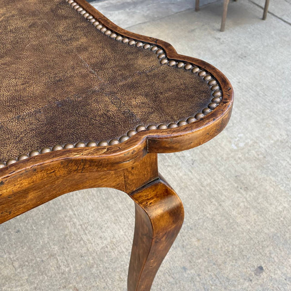 French Provincial Antique Dining Table / Desk with Gilt-Tooled Leather Top, c.1960’s