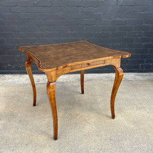 French Provincial Antique Dining Table / Desk with Gilt-Tooled Leather Top, c.1960’s