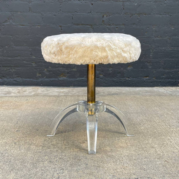 Mid-Century Modern Lucite & Brass Stool, c.1970’s