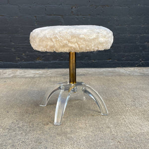 Mid-Century Modern Lucite & Brass Stool, c.1970’s