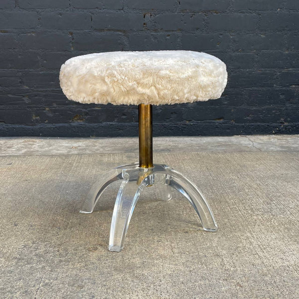 Mid-Century Modern Lucite & Brass Stool, c.1970’s