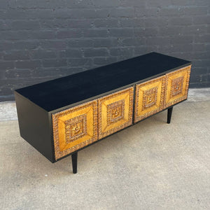 Mid-Century Modern Ebonized Credenza with Gilded Carved Wood Front, c.1960’s