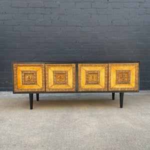 Mid-Century Modern Ebonized Credenza with Gilded Carved Wood Front, c.1960’s