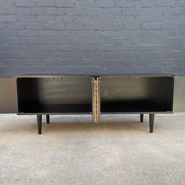 Mid-Century Modern Ebonized Credenza with Gilded Carved Wood Front, c.1960’s