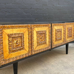 Mid-Century Modern Ebonized Credenza with Gilded Carved Wood Front, c.1960’s