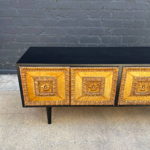 Mid-Century Modern Ebonized Credenza with Gilded Carved Wood Front, c.1960’s