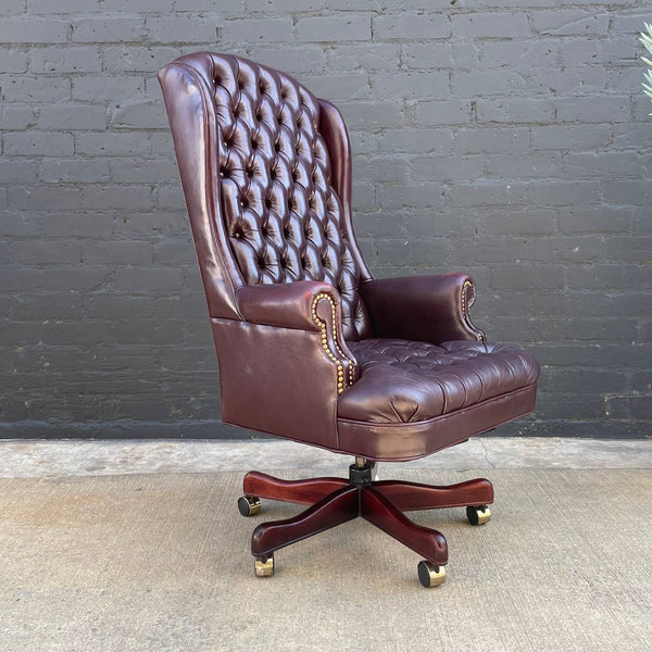 Mid-Century Modern Chesterfield Leather Office Chair, c.1960’s