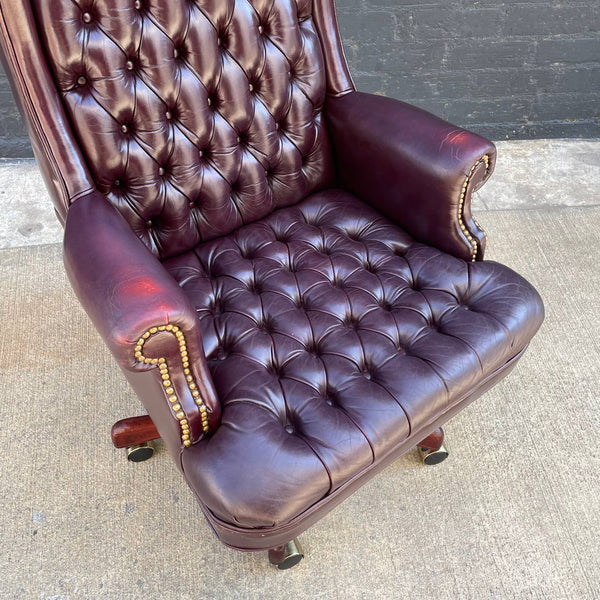 Mid-Century Modern Chesterfield Leather Office Chair, c.1960’s