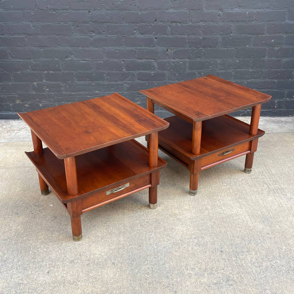 Pair of Mid-Century Modern Walnut Two-Tier Side Tables, c.1960’s