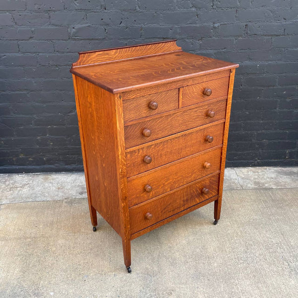 American Antique Mission Oak Highboy Chest of Drawers by Stickley, c.1940’s