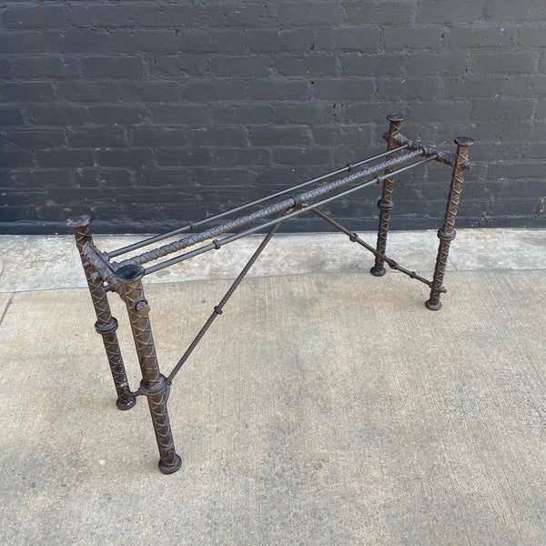 Industrial Modern Solid Iron Console Table - Glass Top Needed, c.1980’s