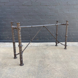 Industrial Modern Solid Iron Console Table - Glass Top Needed, c.1980’s