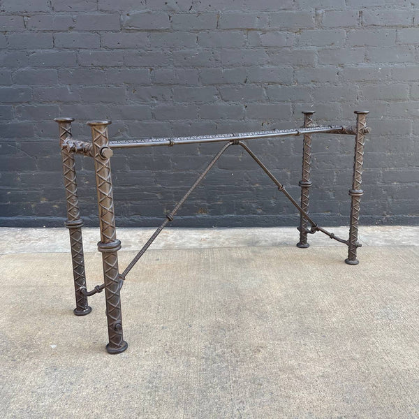 Industrial Modern Solid Iron Console Table - Glass Top Needed, c.1980’s