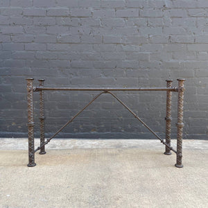 Industrial Modern Solid Iron Console Table - Glass Top Needed, c.1980’s