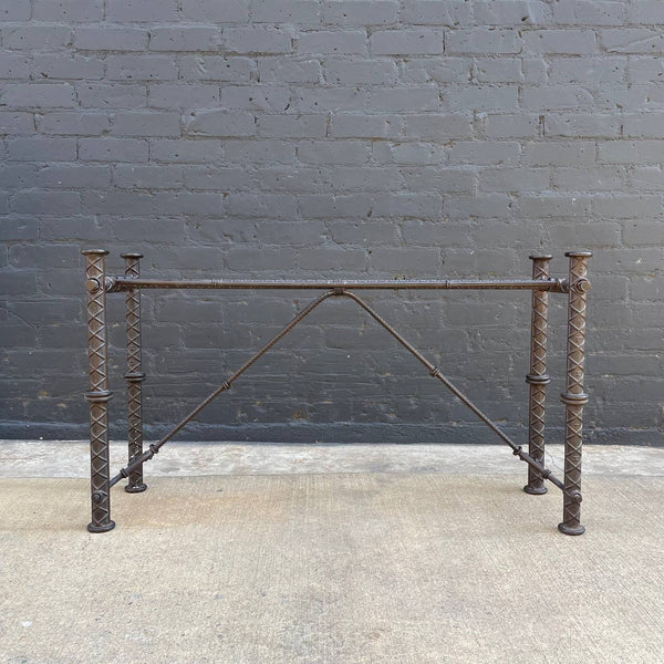 Industrial Modern Solid Iron Console Table - Glass Top Needed, c.1980’s