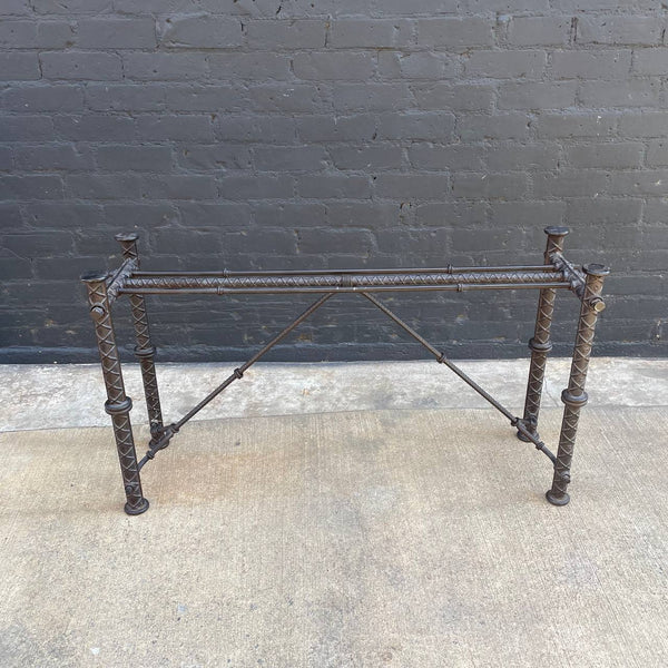 Industrial Modern Solid Iron Console Table - Glass Top Needed, c.1980’s