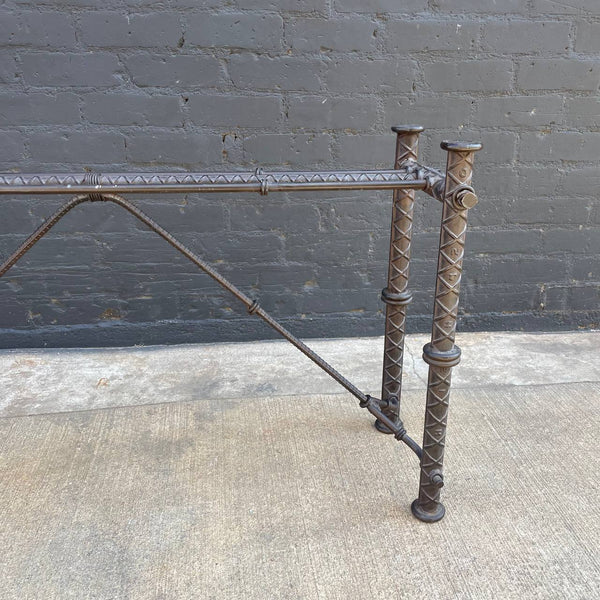 Industrial Modern Solid Iron Console Table - Glass Top Needed, c.1980’s