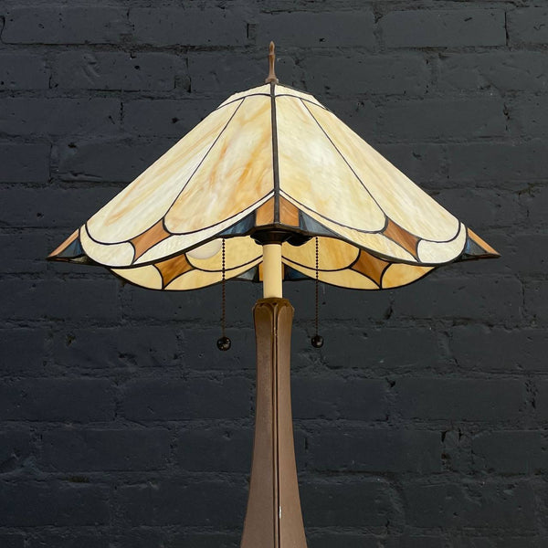 Antique Art Deco Table Lamp with Art Glass Shade, c.1950’s