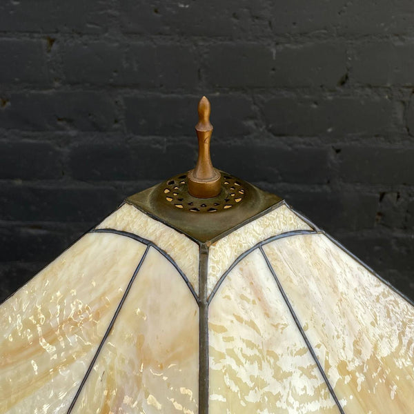 Antique Art Deco Table Lamp with Art Glass Shade, c.1950’s