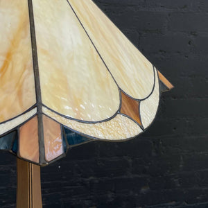 Antique Art Deco Table Lamp with Art Glass Shade, c.1950’s