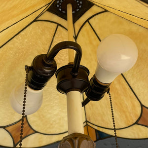 Antique Art Deco Table Lamp with Art Glass Shade, c.1950’s