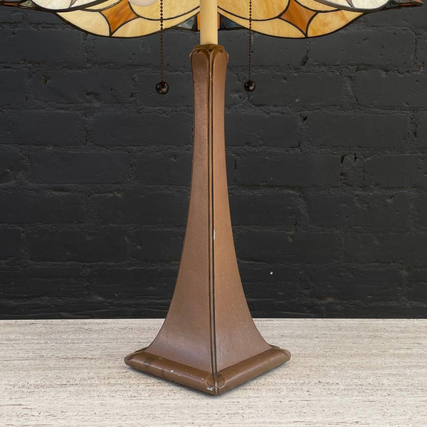 Antique Art Deco Table Lamp with Art Glass Shade, c.1950’s