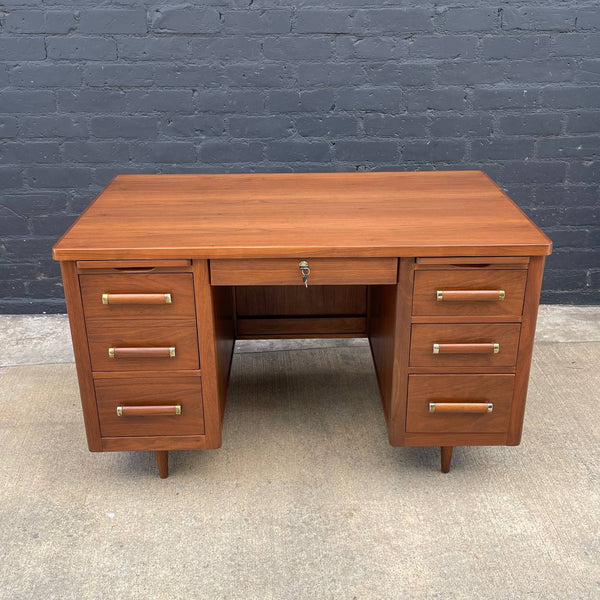 Mid-Century Modern Walnut Desk with Finished Back, c.1960’s