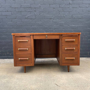 Mid-Century Modern Walnut Desk with Finished Back, c.1960’s