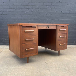 Mid-Century Modern Walnut Desk with Finished Back, c.1960’s