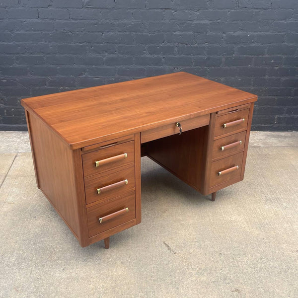 Mid-Century Modern Walnut Desk with Finished Back, c.1960’s
