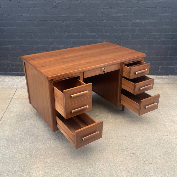 Mid-Century Modern Walnut Desk with Finished Back, c.1960’s